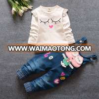 2017 girls spring two piece new Korean female baby pants long sleeved cotton suit